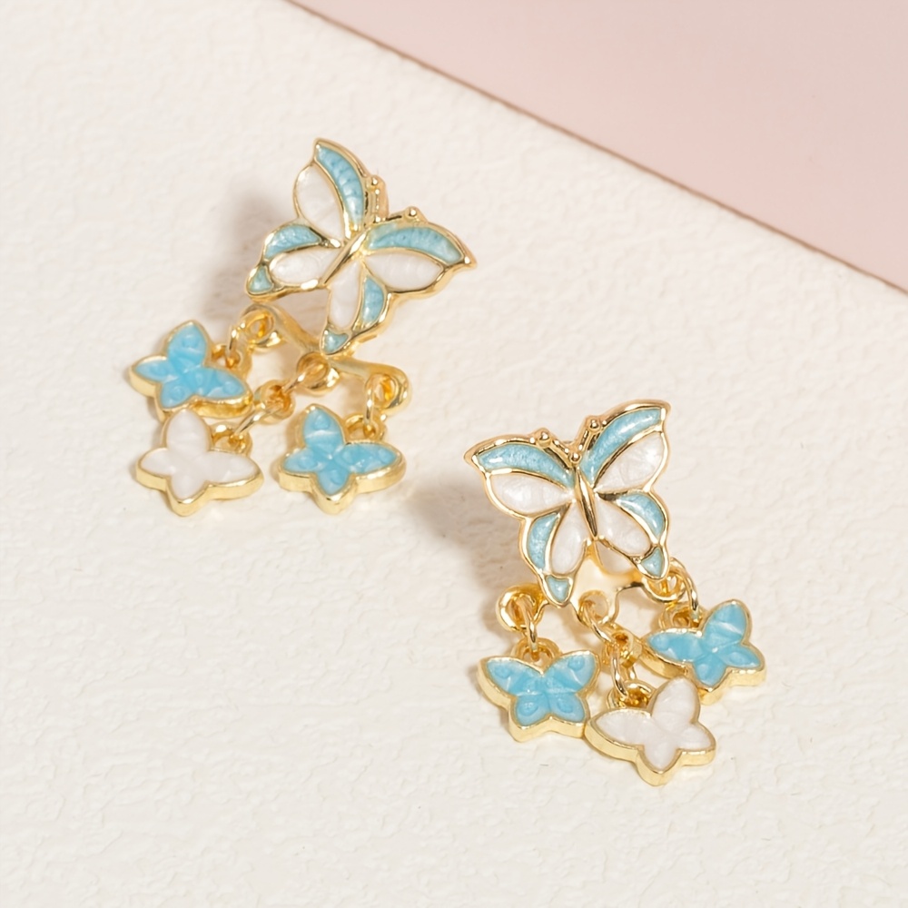 Women's High-End Color-Blocked Butterfly Earrings